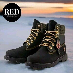 Timberland Lunar New Year 6 Inch Lace Up Boots Black Nubuck - Women's Size 7.5